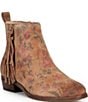 Brioso Sable Suede Floral Fringe Booties - Image 1