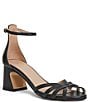Color:Black - Image 1 - Felicity Leather Ankle Strap Dress Sandals