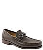 Color:Dark Brown - Image 1 - Men's Trieste Bit Detail Leather Slip-On Loafers