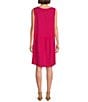 Color:Lantana - Image 2 - Angeline Light Linen Crew Neck Sleeveless Hi-Low Hem Tunic Dress
