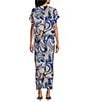 Bryn Walker Anju Printed Open Front Short Sleeve Cardigan, Color:Iride - Image 2
