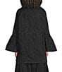 Bryn Walker Babette Memory Crunch Jacquard Draped-Point Collar Long Bell Sleeve Button-Front Jacket - Image 2