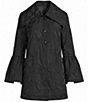 Bryn Walker Babette Memory Crunch Jacquard Draped-Point Collar Long Bell Sleeve Button-Front Jacket - Image 5