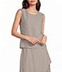 Bryn Walker Basic Linen Woven Round Neck Sleeveless Tank - Image 1