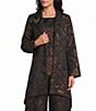 Bryn Walker Benedict Metallic Floral Jacquard Notch Collar Long Sleeve Open-Front Coordinating Jacket - Image 1