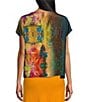 Color:Nebulosa - Image 2 - Bryn Walker Bess Silk Nebulosa Print Boat Neck Short Sleeve Top
