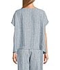 Bryn Walker Bessie Stripe Linen Round Neck Cap Sleeve Button Front Coordinating Shirt, Color:Arles - Image 2