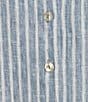 Bryn Walker Bessie Stripe Linen Round Neck Cap Sleeve Button Front Coordinating Shirt, Color:Arles - Image 4
