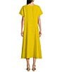 Bryn Walker Britta Light Linen Scoop Neck Short Sleeve A-line Midii Dress, Color:Incaberry - Image 2