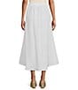 Color:White - Image 2 - Cinzia Light Linen Elastic Waist High-Low Hem A-Line Skirt
