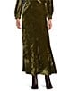 Bryn Walker Coordinating Maltinto Velvet A-Line Bias Pull-On Maxi Skirt, Color:Oliva - Image 1