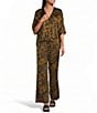 Bryn Walker Coordinating Osca Feather Print Elastic Waist Wide-Leg Pull-On Pants - Image 3