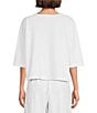Bryn Walker Cotton Jersey Round Neck 3/4 Sleeve Boxy Shirt, Color:White - Image 2