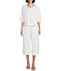 Bryn Walker Cotton Jersey Round Neck 3/4 Sleeve Boxy Shirt, Color:White - Image 3
