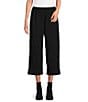 Color:Black - Image 1 - Cotton Jersey Straight Leg Pull-On Cropped Pants
