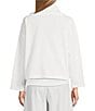 Bryn Walker Cotton Jersey Wide Pointed Collar Long Sleeve Button-Front Jacket, Color:White - Image 3