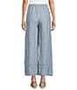 Bryn Walker Cross-Dyed Linen Elastic Waist Straight Leg Pintuck Coordinating Pants, Color:Rimini - Image 2