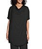 Bryn Walker Diana Satin Cowl Drape Neck Dolman Sleeve Tunic, Color:Black - Image 1