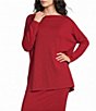 Bryn Walker Dimitri Grey French Terry Draped Neck Long Dolman Sleeve Oversized Coordinating Tunic - Image 5