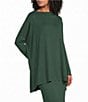 Bryn Walker Dimitri Grey French Terry Draped Neck Long Dolman Sleeve Oversized Coordinating Tunic - Image 1