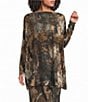 Bryn Walker Dimitri Jersey Knit Abstract Print Draped Neck Long Dolman Sleeve Oversized Coordinating Tunic - Image 1