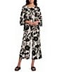 Bryn Walker Ella Printed Flat Front Elastic Wide Leg Crop Pants - Image 3