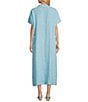 Bryn Walker Emmaline Light Linen Collar Neck Short Sleeve Button Front Dress, Color:Hydra - Image 2