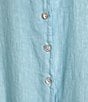 Bryn Walker Emmaline Light Linen Collar Neck Short Sleeve Button Front Dress, Color:Hydra - Image 3