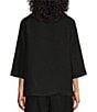 Color:Black - Image 2 - Etta Light Linen Cowl Neck 3/4 Sleeve Coordinating Shirt