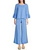 Bryn Walker Fran Light Linen Round Neck 3/4 Ruffle Sleeve Shirt - Image 3