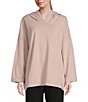 Color:Angelica - Image 1 - Frank Cotton Knit High V-Neck Long Sleeve Hoodie