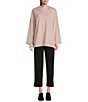 Color:Angelica - Image 3 - Frank Cotton Knit High V-Neck Long Sleeve Hoodie