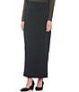 Color:Black - Image 1 - French Terry Knit Long Pencil Skirt