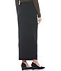Color:Black - Image 2 - French Terry Knit Long Pencil Skirt