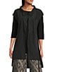 Bryn Walker Gael Memory Crunch Mandarin Collar Cap Sleeve High-Low Vest, Color:Black - Image 2