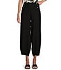 Color:Black - Image 1 - Genie Light Linen Balloon Pull-On Cropped Pants