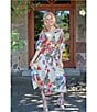 Bryn Walker Geraldine Fiori Print Mandarin Collar Elbow Sleeve Button Front Dress, Color:Fiori - Image 4