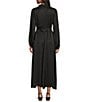 Bryn Walker Geraldine Satin Mandarin Collar Long Balloon Sleeve Belted Maxi Dress, Color:Black - Image 2