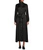 Bryn Walker Geraldine Satin Mandarin Collar Long Balloon Sleeve Belted Maxi Dress, Color:Black - Image 3