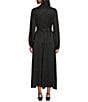 Bryn Walker Geraldine Satin Mandarin Collar Long Balloon Sleeve Belted Maxi Dress, Color:Black - Image 4