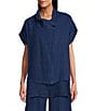 Color:Dewberry - Image 1 - Greta Light Linen Mock Neck Cap Sleeve Patch Pocket Coordinating Vest