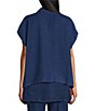 Color:Dewberry - Image 2 - Greta Light Linen Mock Neck Cap Sleeve Patch Pocket Coordinating Vest
