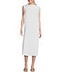 Color:White - Image 1 - Henrietta Light Linen Cowl Neck Sleeveless Waistless Midi Dress