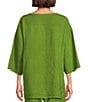 Color:Soca - Image 2 - Judy Light Linen V-Neck 3/4 Sleeve Oversized Coordinating Shirt