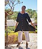 Bryn Walker Kay Light Linen V-Neck Elbow Sleeve Sharkbite Ruched Hem Cardigan - Image 3