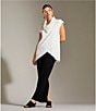 Bryn Walker Lavinia Stretch Jersey Modal Ponte Cowl Neck Short Sleeve Crossover High-Low Hem Tunic - Image 5