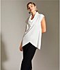 Bryn Walker Lavinia Stretch Jersey Modal Ponte Cowl Neck Short Sleeve Crossover High-Low Hem Tunic - Image 6