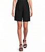 Bryn Walker Light Linen Flat-Front Elastic Back Waist Shorts - Image 1