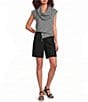 Bryn Walker Light Linen Flat-Front Elastic Back Waist Shorts - Image 3