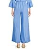 Bryn Walker Light Linen Flat Front Elastic Waist Wide Leg Pants - Image 6